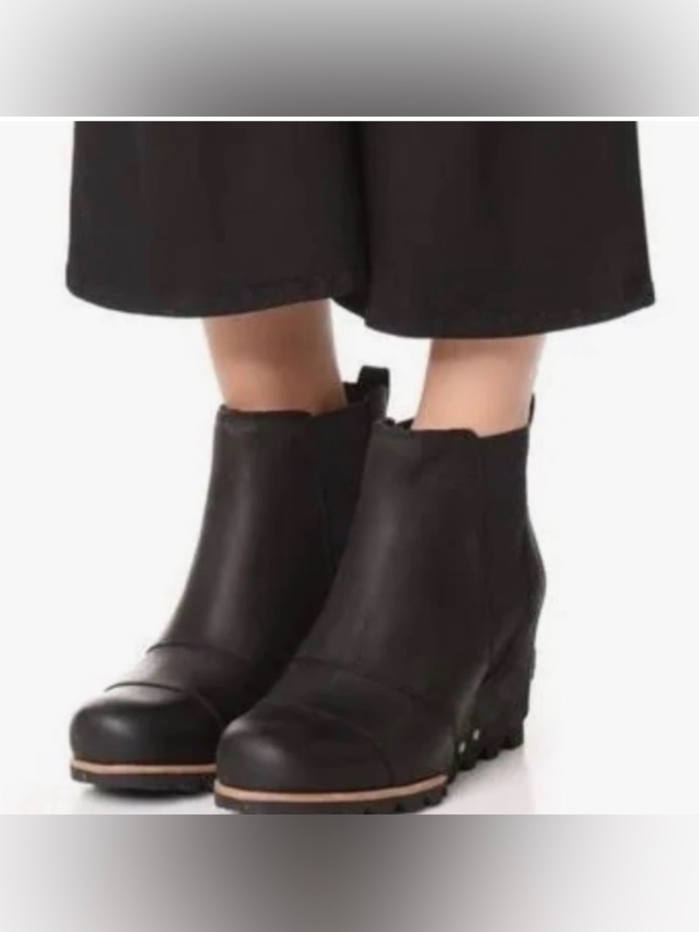 Sorel Sorel Lea Wedge Joan Wedge Chelsea Black LeatherAnkle Booties